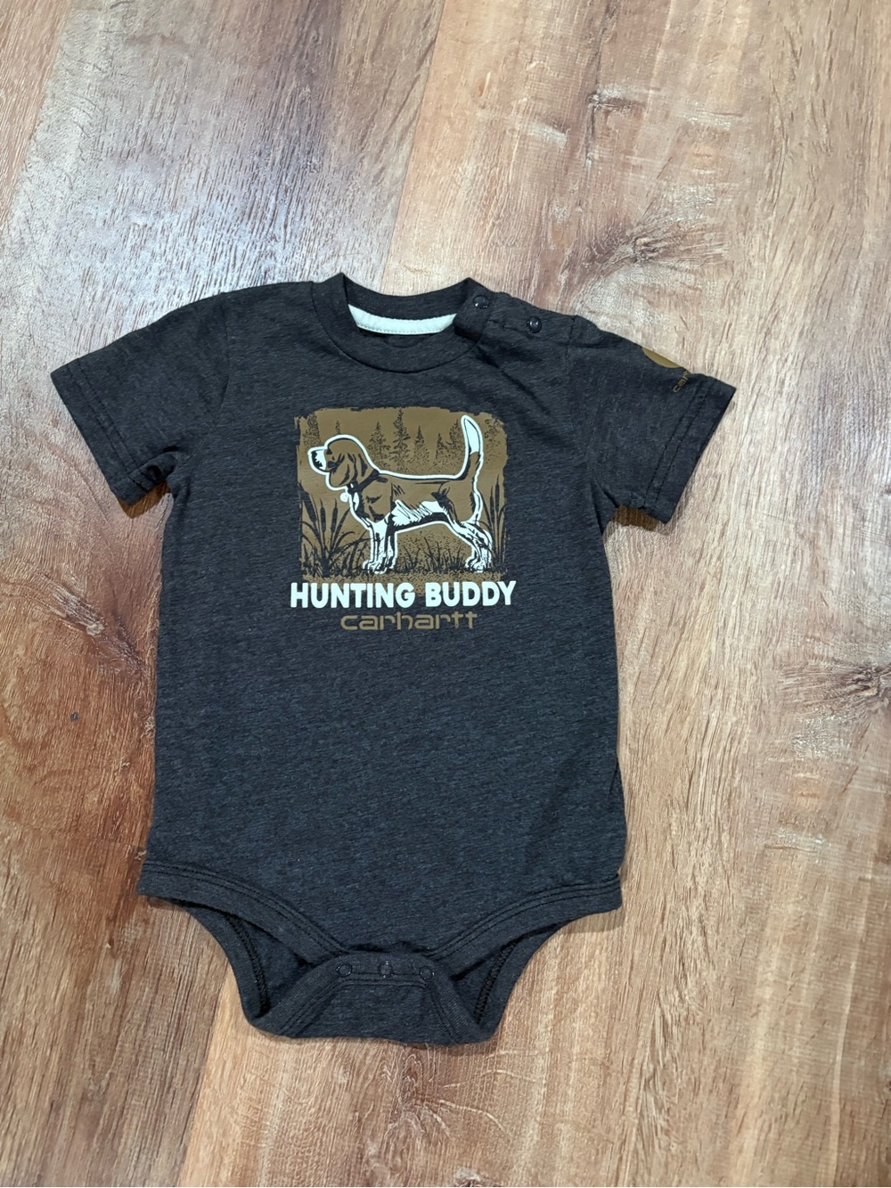 Carhartt Dark Gray 'Hunting Buddy' Graphic One-Piece Bodysuit